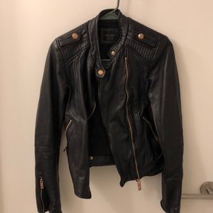 Zara Leather jacket with rose gold accents